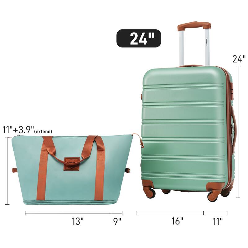 Green Suitcase Carry on Luggage, 24" Carryon with Spinner Wheels